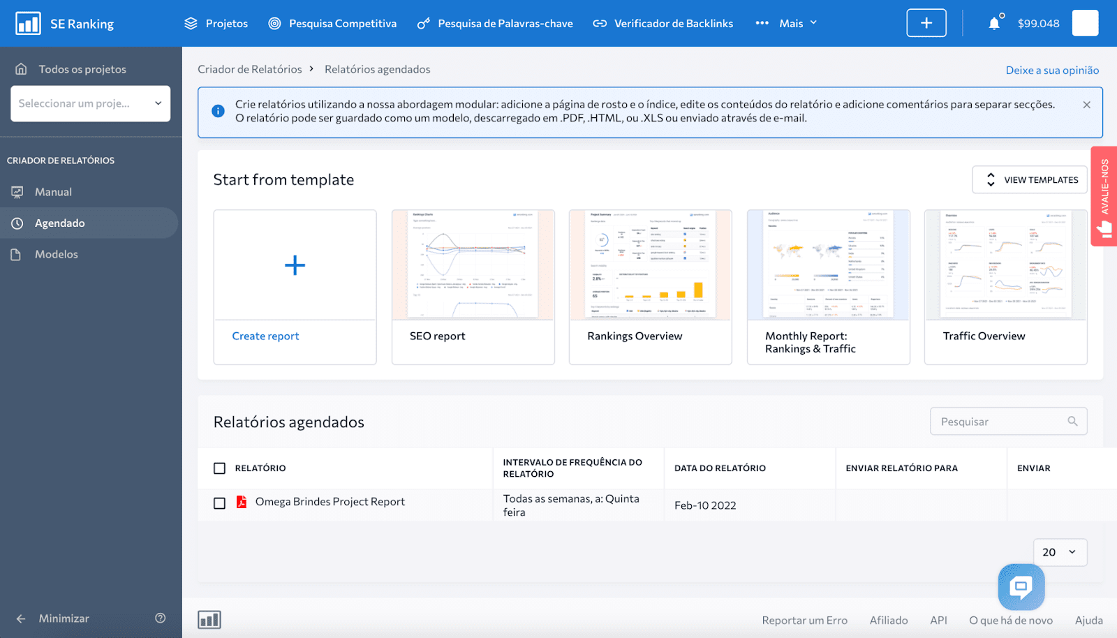 Setting up automated client reporting Automated reporting with SE Ranking